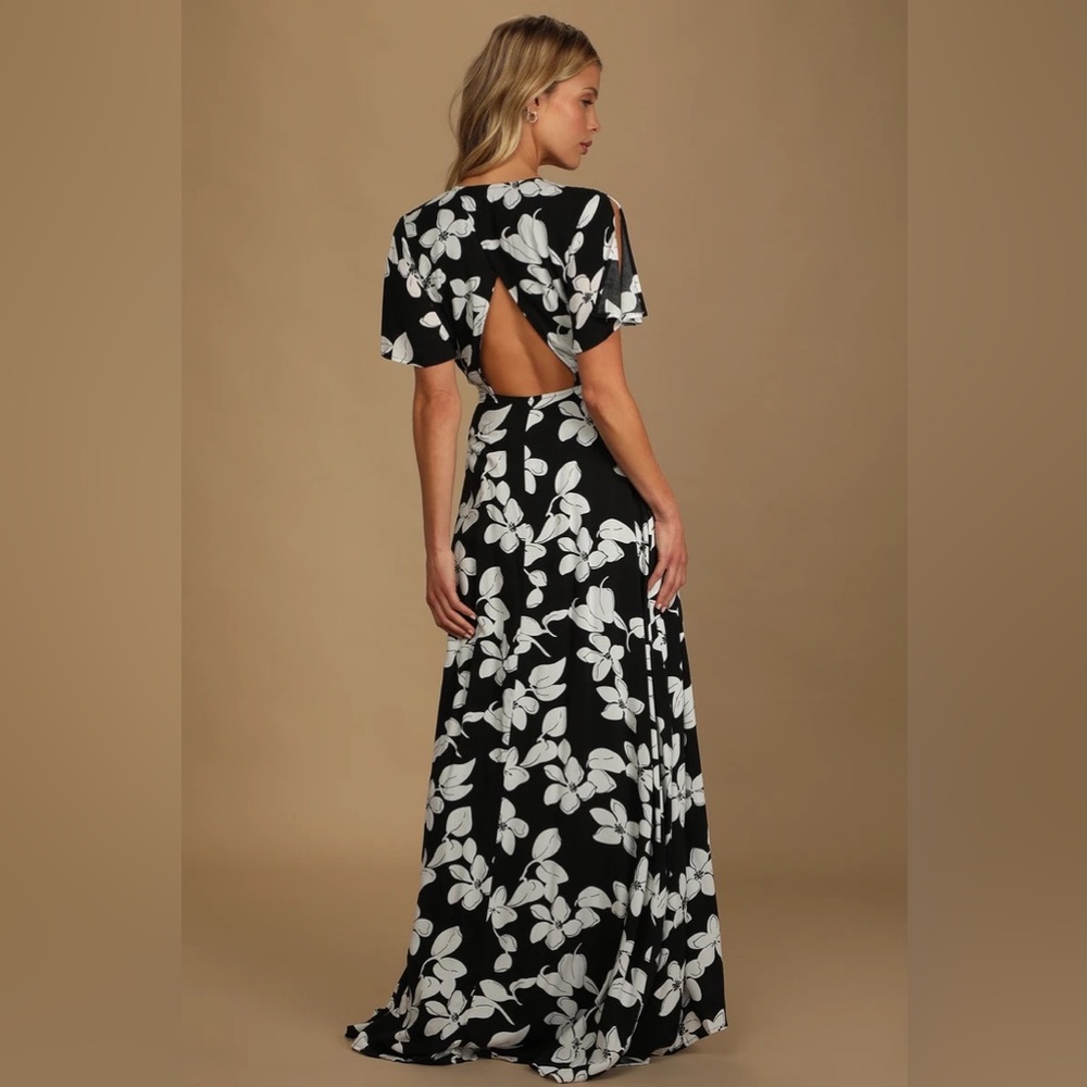 Azalea Regalia Black Floral Print Wrap Maxi Dress